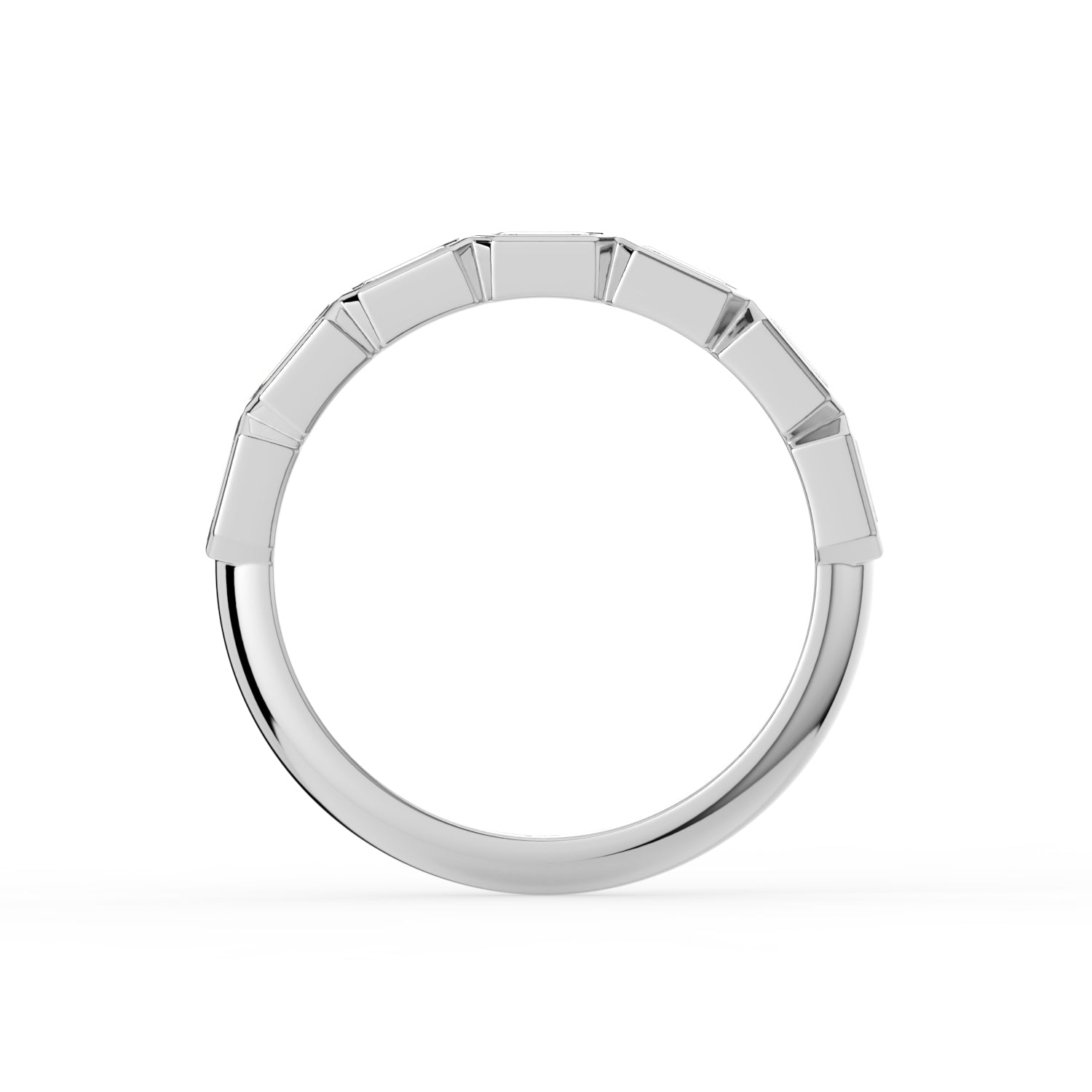 The Sara Ring - East West Emerald Bezel Set Half Eternity Band