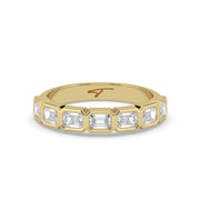 The Sara Ring - East West Emerald Bezel Set Half Eternity Band