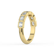 The Sara Ring - East West Emerald Bezel Set Half Eternity Band