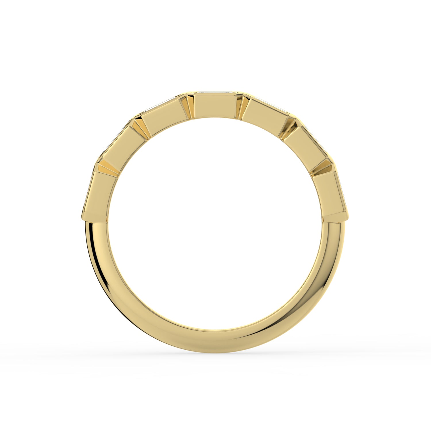 The Sara Ring - East West Emerald Bezel Set Half Eternity Band