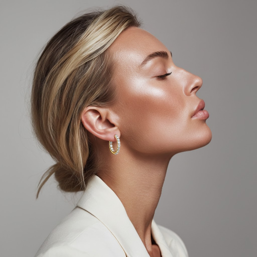 The Mila Earrings - Round Inside Out Pavé Huggies