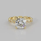 stunning braided band engaement ring with a colorloess 3.0ct lab grown cushion cut diamond